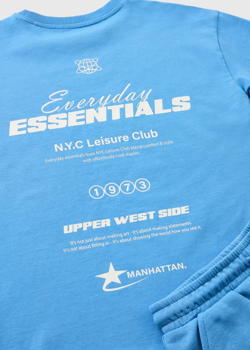 ماتلان Boys Blue Essentials Top & Short Set